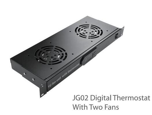 Digital thermostat for ventilation kit 1U for 19" server rack with 2 Fans or 4 Fans or Fanless with EU plug, C14 Plug