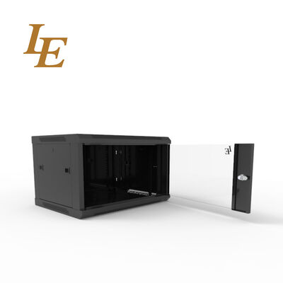 19 Inch Wall Mounted Rack Enclosure RAL9005 Black RAL9004 Black 4U 6U 9U 12U Metal Cabinet 600mm Width 450mm/600mm Depth Red/Orange/Blue Decorative Strips on Glass Front Door Disassembled Packing