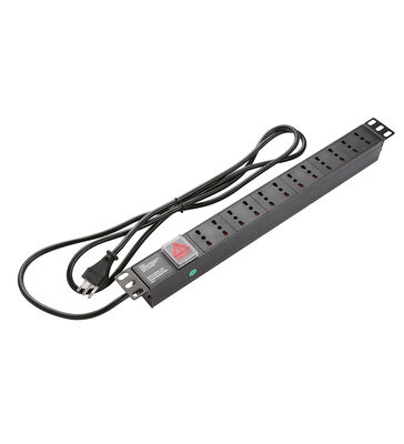 Unidad de distribución de energía Uso industrial Enchufe italiana 1U Alturas 250V CA CE ROHS Certificado de aluminio 8/12 12A/16A