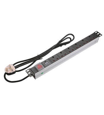 Unidad de distribución de energía industrial Reino Unido enchufe 1U altura aleación de aluminio 8 enchufes y 6 salidas 250V CA 13A