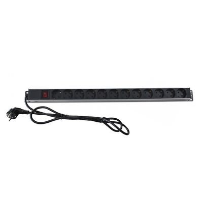 PDU de aluminio vertical de 12 vías UE/Schuko PDU Negro 19 pulgadas Horizontal 6 vías 8 tomas Schuko Alemania Tipo Unidad de distribución de energía gabinete de red de TI Smart Socket PDU con interruptor 3x1.5mm2 2M Largo