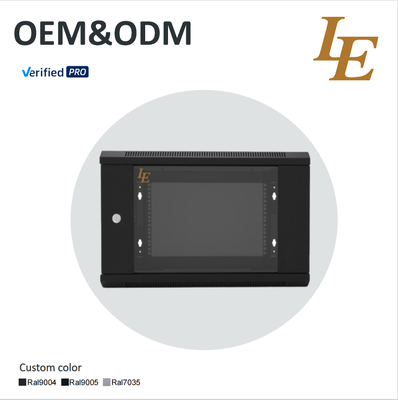 Cabinet de rack de servidor 6U 600 * 450MM Diseñado para una capacidad de carga estática de 60 kg con puerta de vidrio imperada